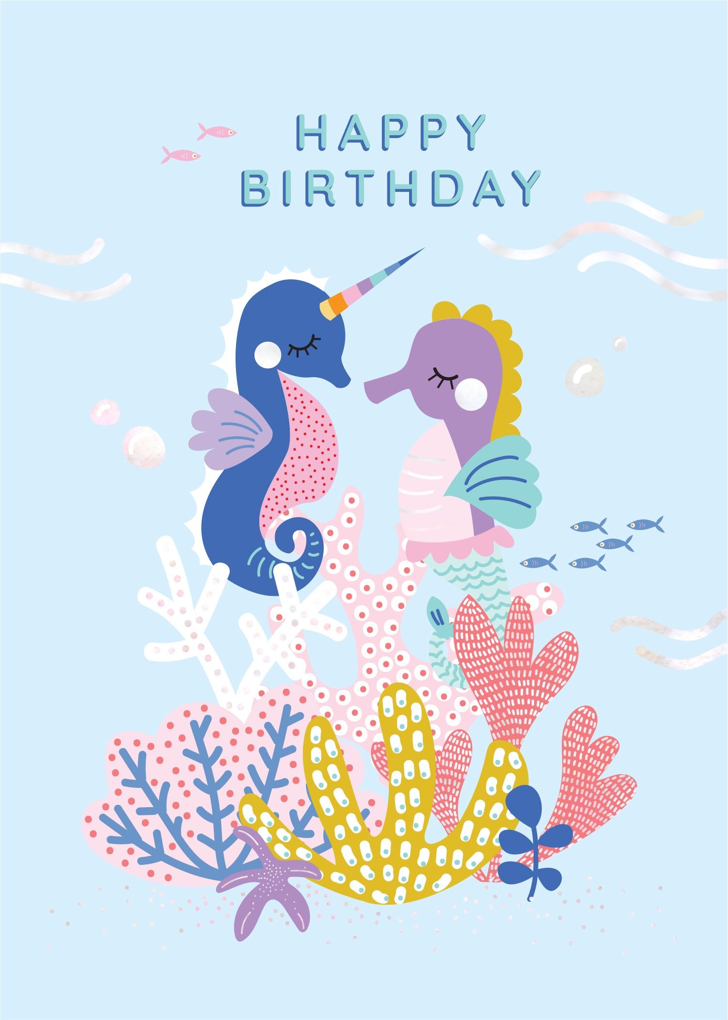 Birthday Card - Seahorses